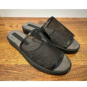 Lori Goldstein Rufio Mesh Slide Sandals Black Women’s Size 7 NWT Casual